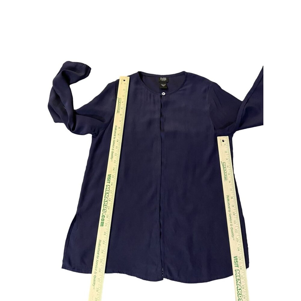 Eileen Fisher Cardigan Womens PS Petites Used Blue 100% Silk - Picture 10 of 14